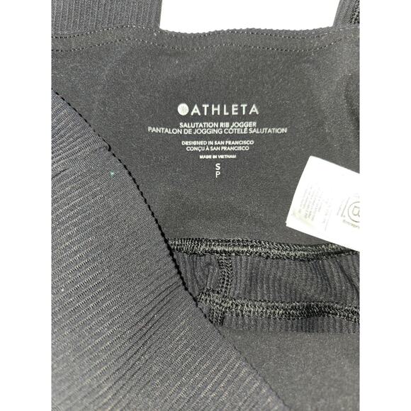 ATHLETA Black Spandex SALUTATION RIB JOGGER Gym‎ Yoga Pants Sz Women's S - Picture 13 of 15